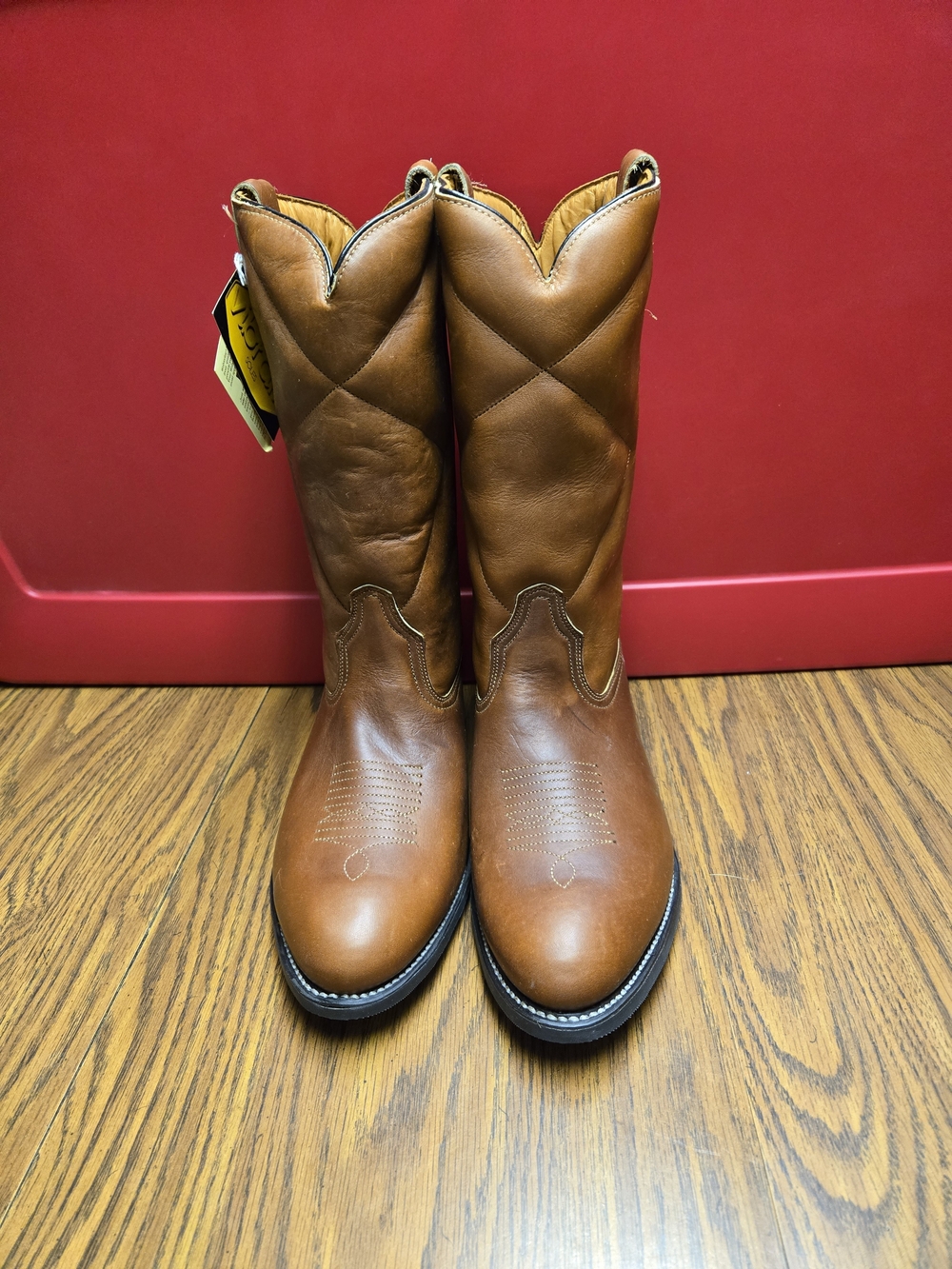 New With Tags Men's Wolverine Tan Brown Leather Western Pull-On Boots - Picture 3 of 8